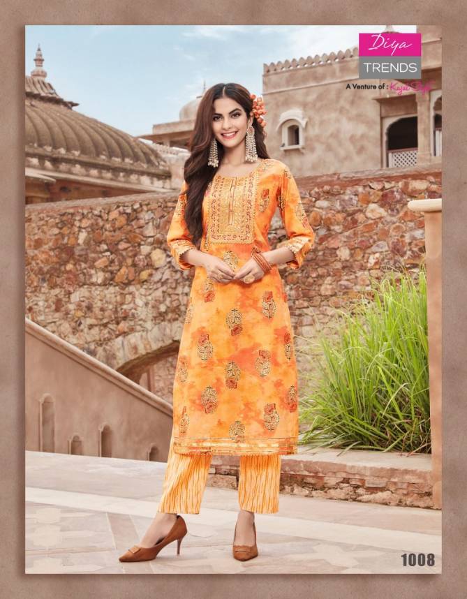 Goldy 1 Fancy Latest Designer Ethnic Wear Foil Print Kurti With Bottom Collection